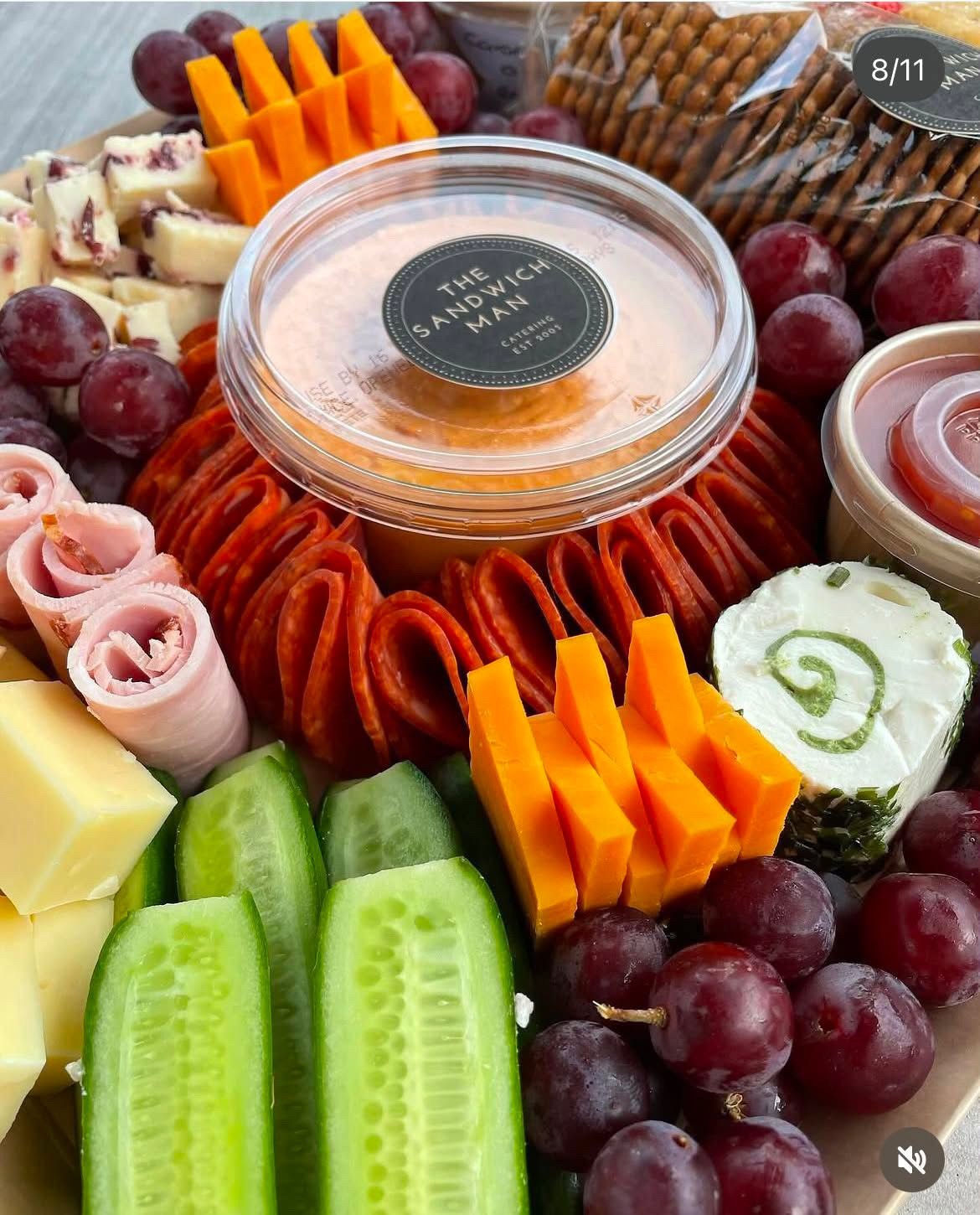 A generous grazing platter prepared by The Sandwich Man